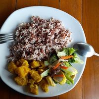 Brown rice + 2 dishes. 50-60 Baht.
Very hearty!
Discount for the regular customers! ;) at Grandmother's Smile in Phuket