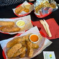 Chilli cheeze fries, chicken tenders, frickles  at Nice N Sleazy - Old Fashioned Street Food in Glasgow