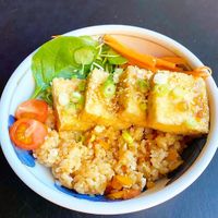 Tofu with vegan fried rice at Nice N Sleazy - Old Fashioned Street Food in Glasgow