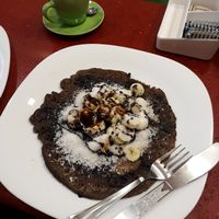 Vegan pancake and massala tea with soy milk at 1o9 Cafe in Udaipur