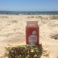 Green wrap & Pink A juice at Coconut Head in Noosa Heads