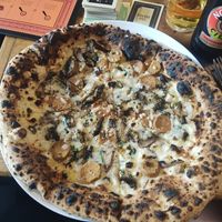 Sausage and mushroom pizza at Sandbar in Manchester