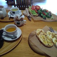 Toast banana-maple-walnut and toast avocado at Let's Toast Coffee House in Okehampton
