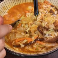 Soup with rice and kimchi at Jiā Yún SùShí 家畇素食 in Hualien