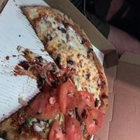 Half olive half veggie vegan pizza at Specialty Pizza in Altamonte Springs