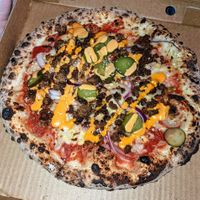 Cheese burger pizza ❤️ at Red Sparrow Pizza in Collingwood