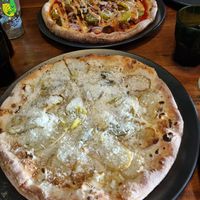 Bianca and cheeseburger pizza. Both amazing! at Red Sparrow Pizza in Collingwood