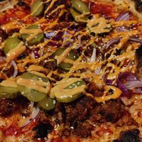 Cheeseburger Pizza at Red Sparrow Pizza in Collingwood