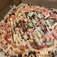 Cheeseburger pizza  at Red Sparrow Pizza in Collingwood