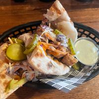 Fried chicken pizza “sandwich” at Red Sparrow Pizza in Collingwood