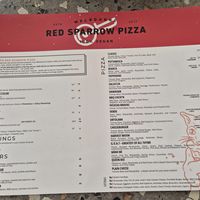 Menu Dec 2025 at Red Sparrow Pizza in Fitzroy