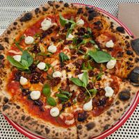 nduja and ricotta pizza $29.00: good mostly tastes of grumpy lady chilli oil at Red Sparrow Pizza in Fitzroy