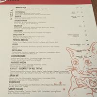 Menu at Red Sparrow Pizza in Fitzroy