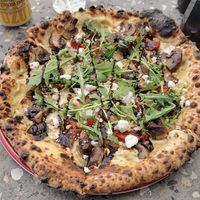 GOAT pizza but with feta cheese instead of goat as I find the taste of the goat variation a bit too strong at Red Sparrow Pizza & Rooftop Bar in Fitzroy