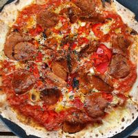 Vegan pepperoni pizza at Red Sparrow Pizza in Collingwood