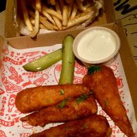 Buffalo chicken and rosemary chips  at Red Sparrow Pizza in Collingwood