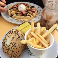 Royale burger and vanilla waffles at The Cake Collective in Moonee Ponds