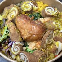 Traditional with a coconut dumpling  at Merkamo Ethiopian in East London