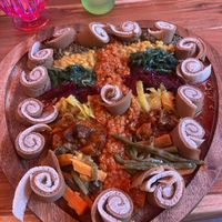 Vegan platter   at Merkamo Ethiopian in East London