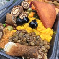 the yummy injera traditional plate at Merkamo Ethiopian in East London
