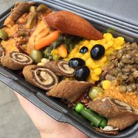 so delicious!!!! now with practical take away boxes at Merkamo Ethiopian in East London