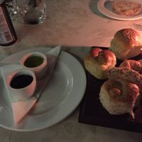 Vegan bread with olive oil and vinegar  at The Cassia Restaurant in Victoria Falls