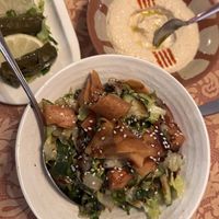 Fattoush salad, humus and stuffed wine leavess  at Restaurante Beirut in Gran Canaria