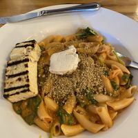 Gluten Free Penne alla vodka added grilled tofu   at Lila in Sarasota