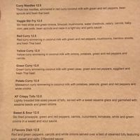 Back of vegan menu at Khom Fai in Macomb Township