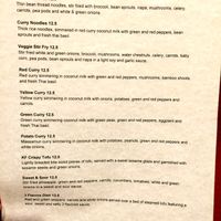 Vegan menu at Khom Fai in Macomb Township