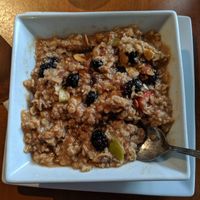 Oatmeal with cinnamon, raisins, berries, apple, almonds, brown sugar, without honey at Orphan Breakfast House in Sacramento