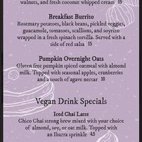 2019 vegan chef challenge menu at Orphan Breakfast House in Sacramento