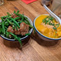 12 (left) and 13 (right). Both were good but if you get 13, consider getting some rice with it, since it's mostly sauce. at 1990 Vegan Living in Berlin