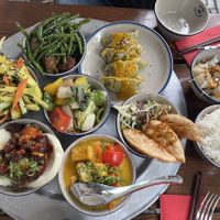 Shared platters by three  at 1990 Vegan Living in Berlin