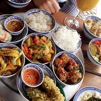 8 dishes for two is too many!  at 1990 Vegan Living in Berlin