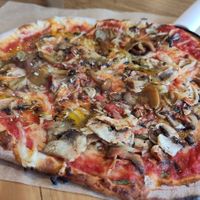 mushroom pizza at Casa La Familia in Vilnius