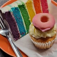 Rainbow cake + Doughnut cupcake at VIDA Bakery - Online in East London