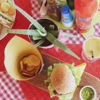 The delicious chickpea burger at By Valeria in Santa Maria