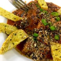 Homemade sausage and yellow bread!!!  So Much better than it sounds! at Vegan Yes - Nag's Head Market in North London