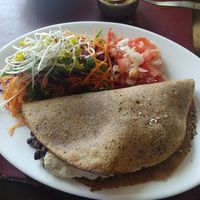 Taco filled with beans and tofu, pico de gallo, salad at Sattva 1 in Buenos Aires