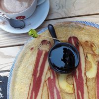 Vegan Amsterdammer pancake (vegan bacon, apple, syrop) at Double Dutch Pancake House in York