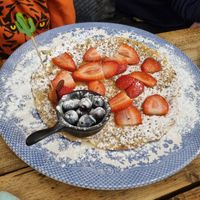 Strawberry and blueberry pancake (kids menu) at Double Dutch Pancake House in York