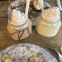 Choc milkshake, banana milkshake   at Double Dutch Pancake House in York