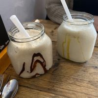Vegan Chocolate (left) and Vegan Butterscotch (right) Milkshakes at Double Dutch Pancake House in York