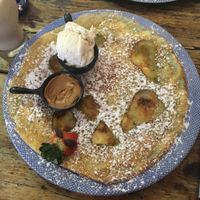 Pear and biscoff pancake with ice cream  at Double Dutch Pancake House in York