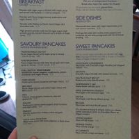 One side of vegan menu at Double Dutch Pancake House in York