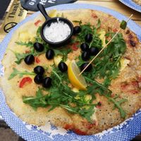 Vegan Greek pancake. Just scummy!  at Double Dutch Pancake House in York