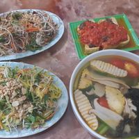 Vegetarian Pho and salads at An Lac in Ninh Binh