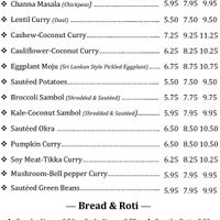 Vegan Items Menu at Cafe Lanka in La Crescenta