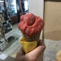 Vegan Strawberry sorbet  at Bohotis Gelateria Patisserie in Corfu